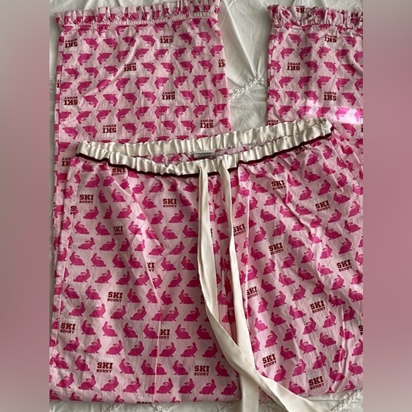 Victorias Secret PINK Sleep Pants Ski Bunny Lightweight Ruffle Ankle Small - Picture 7 of 7